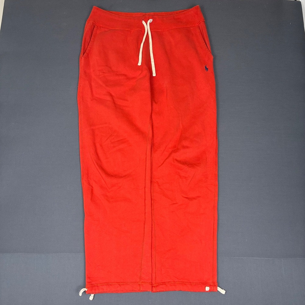 Polo Ralph Lauren Red Fleece Jogger Sweatpants Men's Size Large Open Hem